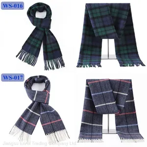 100% Lamb Scarf Strip Solid Plaid Wool Scarf for Men Winter Accessories thumbnail-5