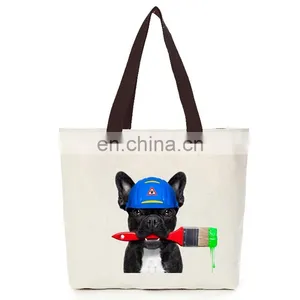 Cotton Canvas Cool Dog Tote Hand Shopping Bag thumbnail-2