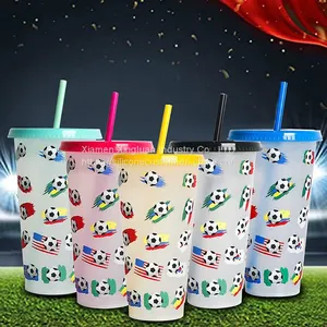 World Cup Football Soccer Gifts Color Changing Cups Plastic Tumblers thumbnail-1