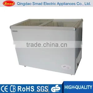 High Quality Flat Glass Sliding Door Chest Freezer With Top Open Glass thumbnail-1