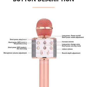 Portable ABS Karaoke Handheld Microphone BT Radio Speaker Consender Handheld Studio Microphone for Smartphone thumbnail-3