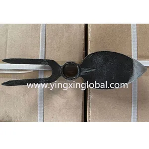 30020105 Round Hole Eye Two Tines Peach Heart Type Vegetable Courtyard Forged Digging Fork-hoe Garden Hoe thumbnail-1