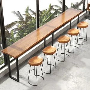 Solid Wood Milk Tea Shop Bar Table and Chair Combination thumbnail-1