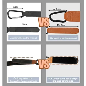 Rotatable Cart Organizer Stroller Accessories Pram Hook Leather Baby Bag Stroller Hook Stroller Buggy Hook Hang Carabiner Clip thumbnail-3
