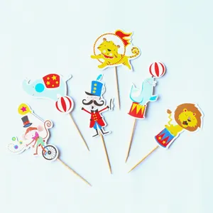 Colour Printed Cute Cartoon Cupcake Toppers Cake Picks Bakery Decorations Party Supplies Cupcake Kit With Food Safe Approval thumbnail-2