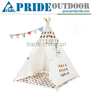 Playhouse-Printed Owl-Preassemble Teepee Canopy Canvas Tent For Kids Cotton One Person Canvas Tent thumbnail-1