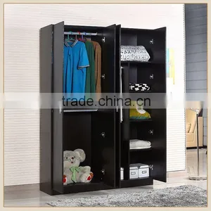Black Color Four Doors Bedroom Wardrobe Designs thumbnail-1