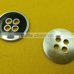 28mm Black Enamelled 4 Holes Metal Sew-on Button For Ladies Wear -- MS34727 thumbnail-2