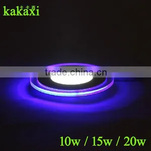 Double Color LED Panel Light 10W 15W 20W Blue+White/Warm White Round Ultrathin LED Ceiling Lamp thumbnail-1
