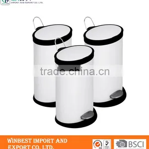 White Oval Trash Can Metal Waste Bin thumbnail-1