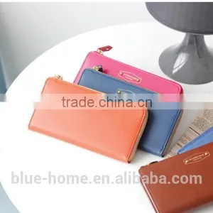 Single Zipper Around Faux Leather Checkbook Wallet Unisex Long Card Holder High Quality for Waiter thumbnail-2