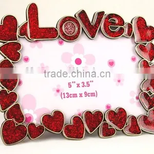 High Quality Red LOVE Hearts Shape Metal Alloy Frame 6 Inch 5 "creative Lover Couple Photo Frame thumbnail-1