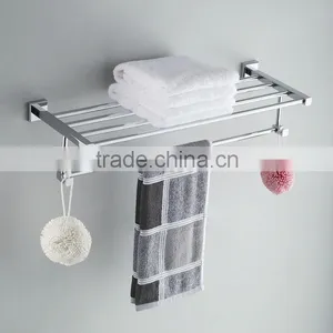 Chromed Polished Square Wall Stainless Steel Bathroom Towel Rack Bathroom Accessories Towel Bars Hanging Towel Shelf thumbnail-1