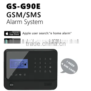 Plain Black Color GSM/SMS Alert Burglar Alarm System GS-G90E,GSM Alarm|wireless Alarm System for Home Residence thumbnail-1