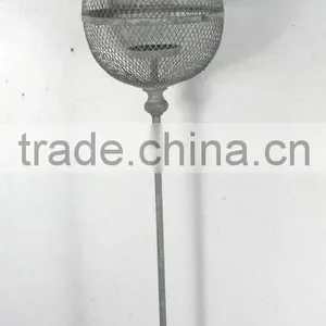 090270F- Sphere Metal Wire Candle Lantern W/finch thumbnail-1