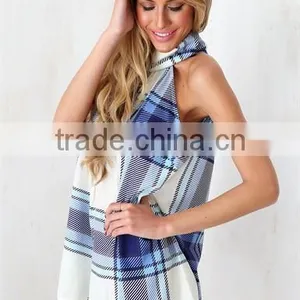 2015 Blue Cheque Playsuit Jumpsuit Shorts Adult Short Jumpsuit thumbnail-3