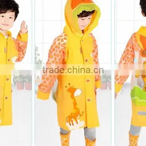 Children Cute Cartoon Animal Print Foldable Raincoat With Backpack Place thumbnail-1