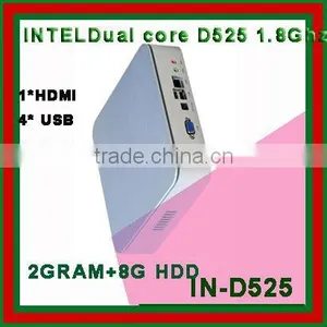 MINI PC With HDMI IN-D525 With Inner Cooling Fan Dual Core D525 1.8Ghz 2G RAM 8G SSD HDMI Optical Port thumbnail-1