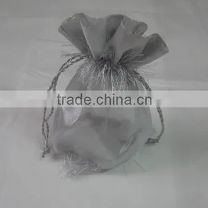 HOT SALE ! Metallic Silver Fabric Gift Bag Pouch thumbnail-2