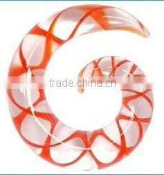 Glass Ear Spiral, Double Helix DNA Red, Ear Piercing thumbnail-1