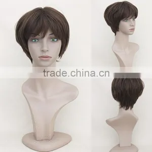 Short Synthetic Hair Straight Wigs African American Wig Cheap Cosplay Synthetic Natural Wigs thumbnail-1