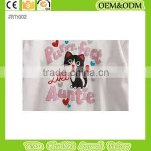 2015 New Cartoon 100%cotton T-shirt Lovely Cat t Shirt Winter Children's T-shirt White Long Sleeve Tee Kid Printed t Shirt thumbnail-3