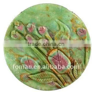 40mm Round Carving Ruby Fucshite Semi Precious Stone Carving thumbnail-1