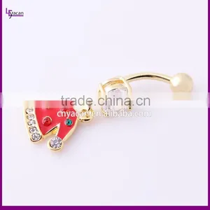 Wholesale High Quality Cz Gem Red Christmas Hat Navel Piercing Indian thumbnail-4