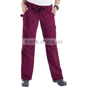 Two Pockets Elastic Waist Medical Scrub Pants With Self Fabric Drawstring thumbnail-5
