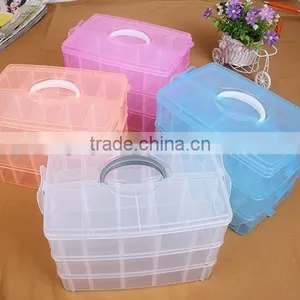 25*18.7*17cm Three Layers 30 Compartments Jewelry Adjustable Plastic Storage Box Jewelry Earring Bin Case Container thumbnail-1