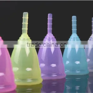 Reusable 100% Medical Silicone Ladies Menstrual Cup for Wholesales-Small or Big Size in Pink,Purple,White,Transparent thumbnail-1