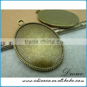 Wholesale Blank Pendant Settings Cameo,Antique Bronze Cabochon Setting Pendant thumbnail-2
