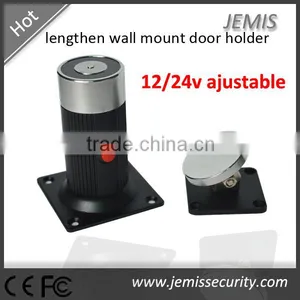 12V/24V Adjustable Lengthen Wall Mount Magnetic 60kg/120lbs Door Holder With Exit Button thumbnail-1