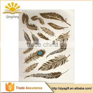 Feather Golden Metallic Temporary Wholesale Tattoo Supplies thumbnail-1