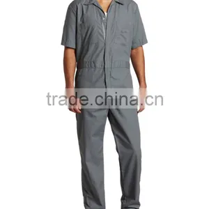 China Supplier 60% Cotton 40% Polyester Poplin Fire Retardant Large Back Pockets Men's Short Sleeve Khaki Coverall thumbnail-3