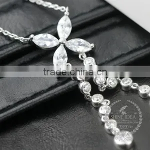 925 Sterling Silver Zircon Leaf Branch Creative Pendant Necklace Fashion Women Necklace Jewelry 6360466 thumbnail-1