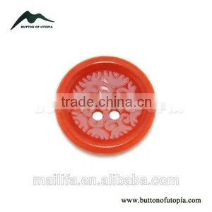 4 Holes Fancy DTM Red, Blue, Green, Yellow, Orange Natural Corozo Nut Logo, Figure Engraved on Buttons thumbnail-1