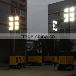 Mobile Metal Halide Lamp Tower Numbers of Floodlights,power of Lamp and Genset Customized Manual Winch thumbnail-5