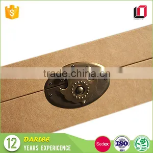 China Factory Custom Flip Lid Kraft Cardboard Gift Box With Metal Lock thumbnail-4