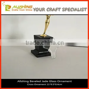 Wholesale Beveled Jade Glass Cross Ornament Wholesale Blank Corss Glass Ornaments thumbnail-1