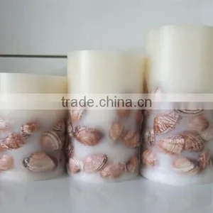 Flameless Led Candles Christmas Decrative Led Real Wax Candles With Shells Led Shells Candles thumbnail-3