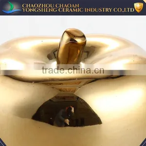 Wholesale Golden Ceramic Apple Modern Home Decor thumbnail-2