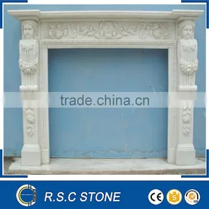 Modern Hand Carved Marble White Electric Fireplace for Sale thumbnail-1