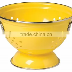 Round Metal Self Draining Pasta Bowl Kitchen Food Washing Strainer Vegetable Conlander thumbnail-6