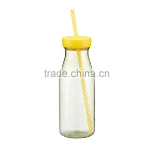 350ml Plastic Water Bottle With Straw Milk Bottle Design thumbnail-4