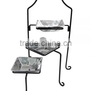 Iron Stand With Aluminium Bowls thumbnail-1