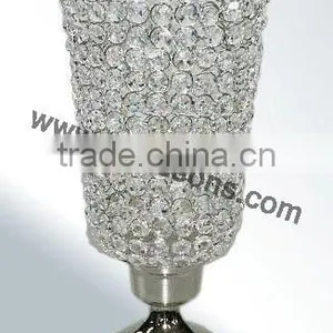 Crystal Beaded Pillar Candle Holder/ Crystal Wedding Centerpiece/Table Candlesticks thumbnail-6