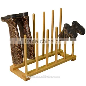 Wooden Wellington Boots Wellies Rack Storage Holder Stand Hold 6Pairs Beech Wood Rain Boot Rack thumbnail-1