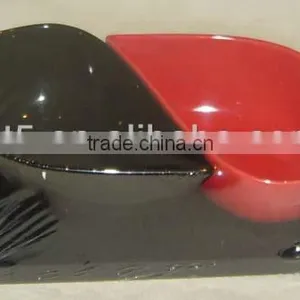 Set of 2 Water Drop Shaped Ceramic Snack Tray Display With Ceramic Base thumbnail-1