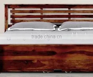 New Modern Design Natural Storage Wooden Bed thumbnail-1